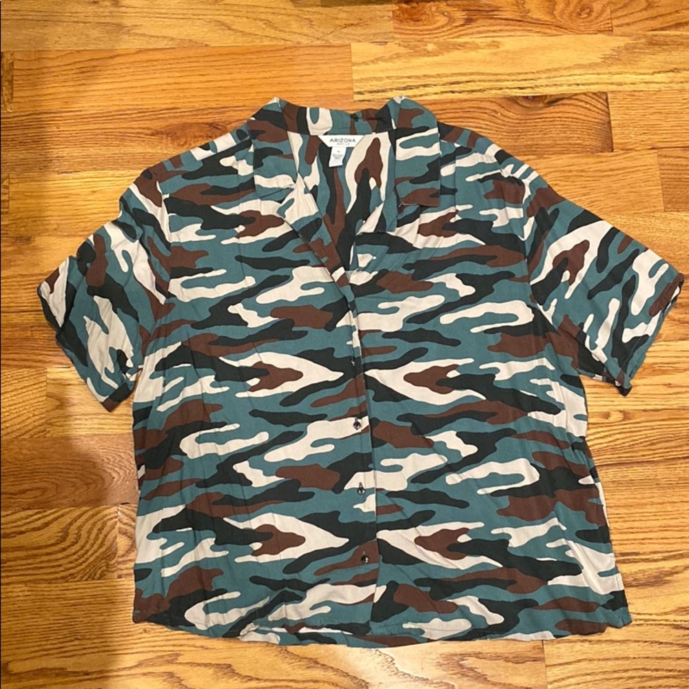 Women Button Down Camouflage Shirt